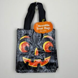 Set of 6 - Reusable Treat/Grocery Bags - Jack-O-Lantern